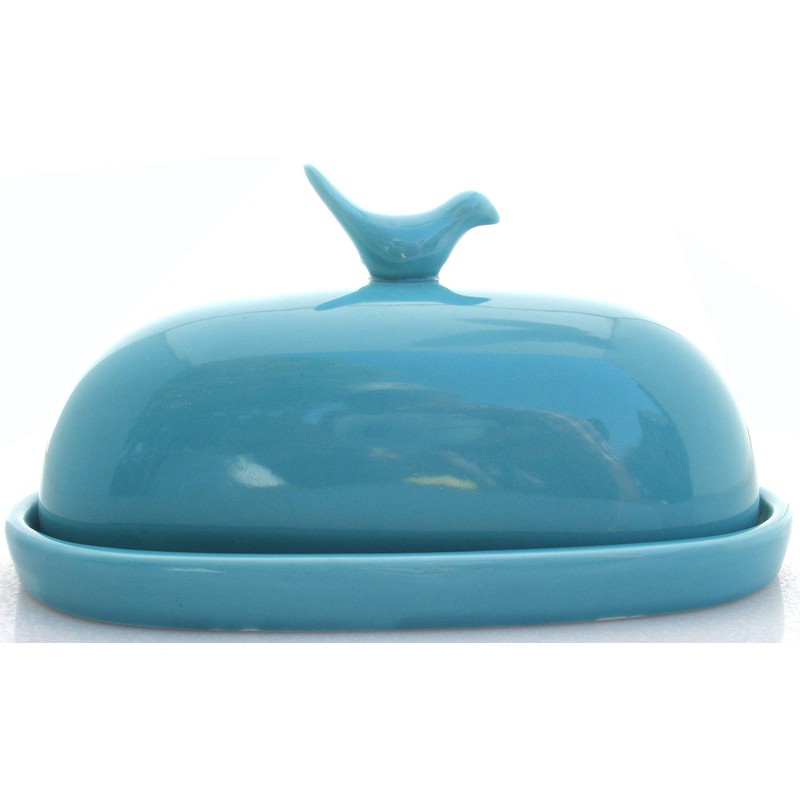JBK Pottery Hummingbird Butter Dish - Teal (Large Capacity) Fits