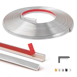 Art3d 20ft Outside Vinyl Corner Trim Peel and Stick for Tile and Wall Edges, Furniture Decoration Glittery Silver