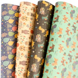 12 Sheets Birthday Wrapping Paper Happy Birthday Gift Wrapping Paper for Men Women 4 Styles Large Colorful Folded Flat Wrapping Paper for Gift Present Holiday Birthday Party Supplies 19.7 X 27.5 Inch