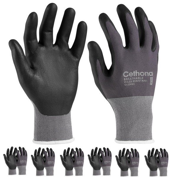 Cethona Safety Work Gloves MicroFoam Nitrile Coated - 6/12 Pairs,