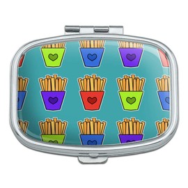 Colorful French Fries Pattern Rectangle Pill Case Trinket Gift Box