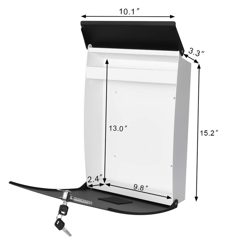 Black Mailboxes with Key Lock, Wall Mounted Large Capacity Mailbox,