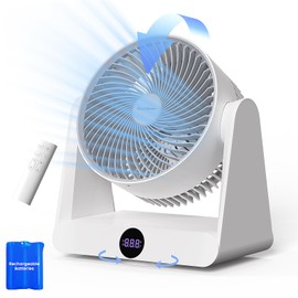 HomBreez 10" Desk Air Circulator Fan with Remote, 90° +90° Oscillating Table Fan, Quiet Portable Battery Powered Fan for Bedroom, Home, Office, 12 Speeds, 12H Timer