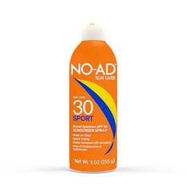 NO-AD SPORT SPF 30 Sport Sunscreen Spray | Non-Greasy, Waterproof and Non toxic Sunscreen | Body Sunscreen | Suitable for All Skin Types | Broad Spectrum Protection for Active Lifestyles | 9 oz