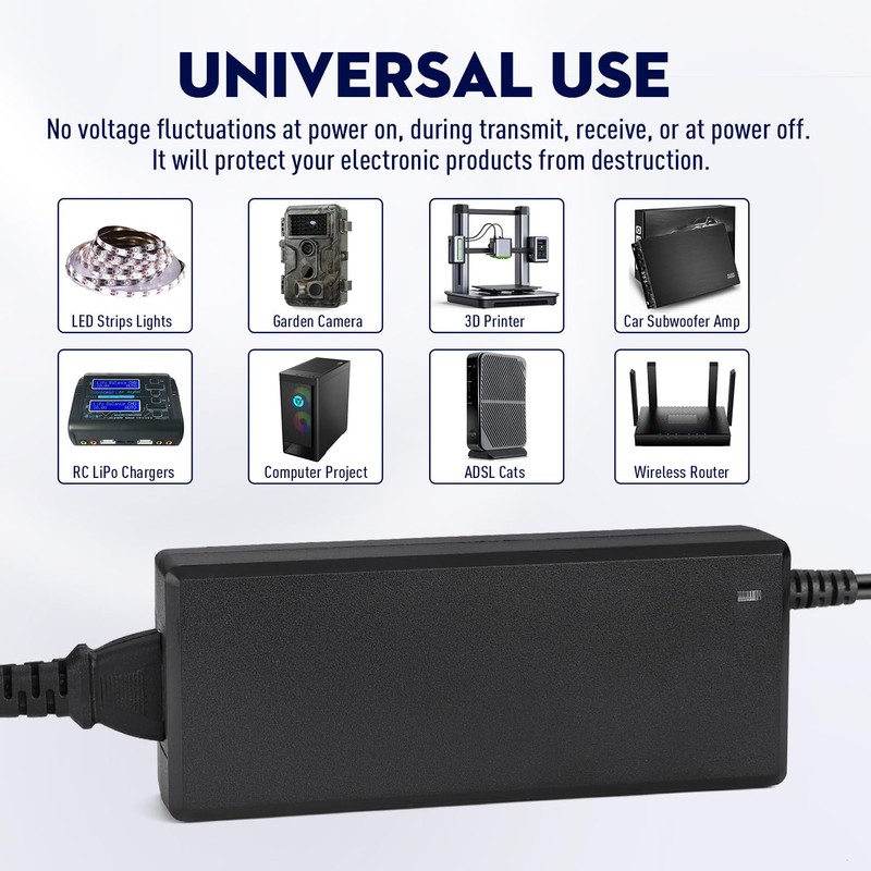 Facmogu 12V 10A Power Supply AC to DC Adapter, AC