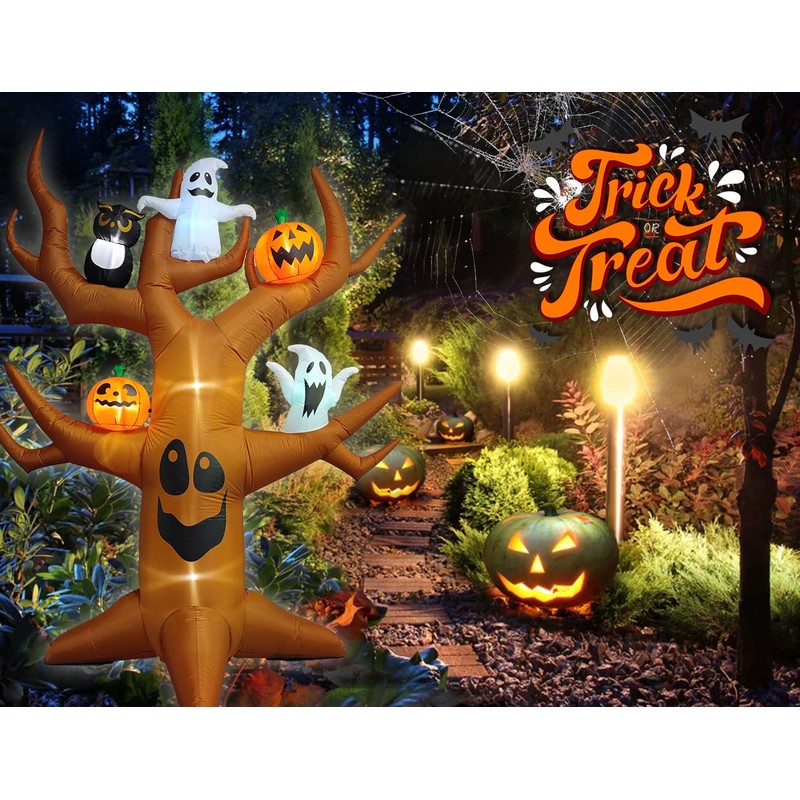 9ft Halloween Inflatable Ghost Tree Halloween Airblown Inflatable Outdoor Decor