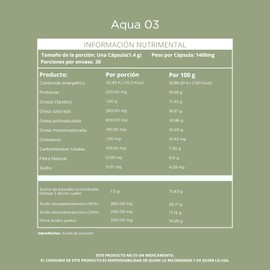 Aqua 03 | Omega 3 de Pescado | 360 mg EPA + 240 mg DHA por porción | 60 Cápsulas Softgel | Suplemento Alimenticio | Alta Concentración | Calidad Premium