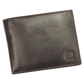 NORDEE Men's Elegant Wallet 12 cm x 9.5 cm x 2.5 cm RFID Protection Faux Piping Wallet Men, Brown2, Classic