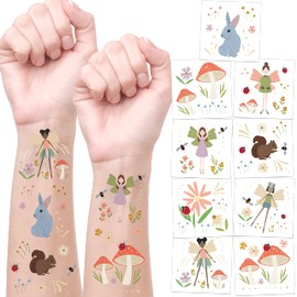 108 pcs Woodland Fairy Animal Temporary Tattoo Stickers for Girls Woodland Party Decorations Garden Fairy Party Removable tattoos Kids Forest birthday party Gift Enchanting Fun Party Favors