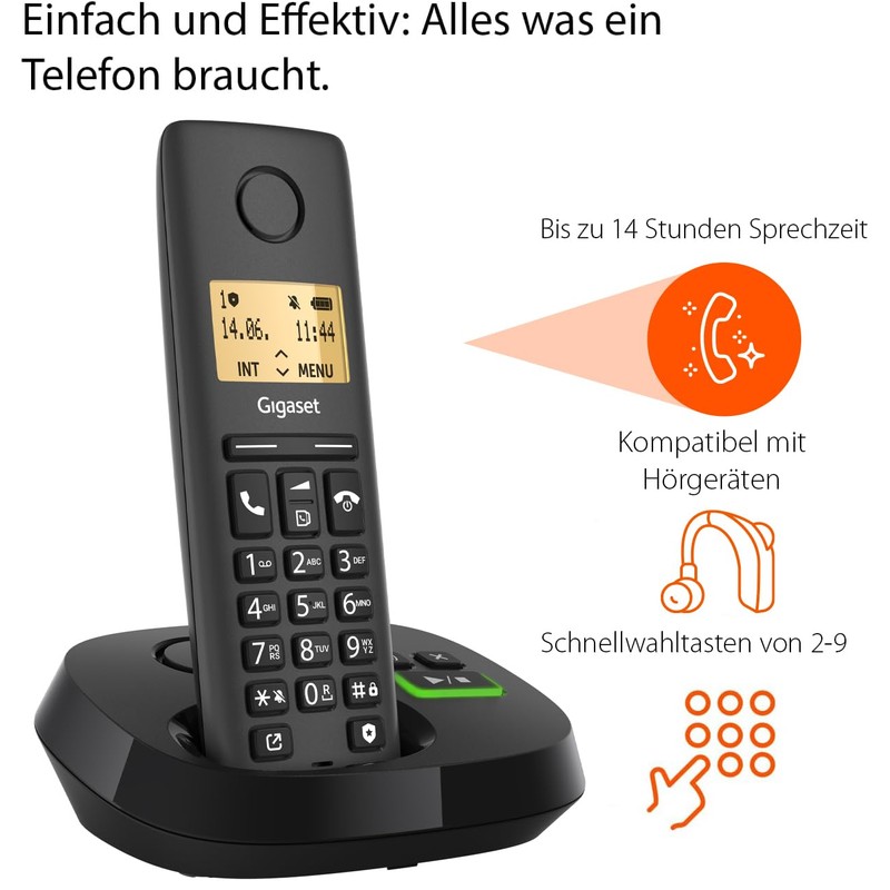 Gigaset Pure 120A Cordless DECT Telephone with Answering Machine -