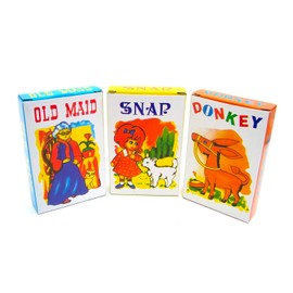 D.A.Y. Republic Pack of 3 Decks of Classic Traditional Kids Card Games, Old Maid, Donkey and Snap, Ideal Travel and Family Games (3 Classic Kids Card Games)