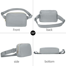 VOROLO Fanny Pack Christmas Gift For Women And Men Crossbody Bag Belt Bag Bum Bag with Adjustable Strap for Sports Light Grey