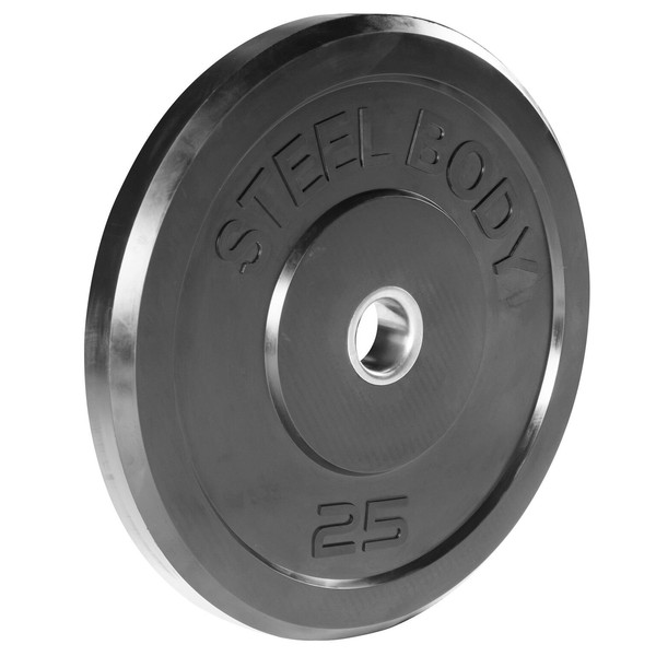 Steelbody Olympic Rubber Bumper Weight Plate - 10 lb. / 25 lb. / 35 lb. / 45 lb. Workout Weights, 25-Pound