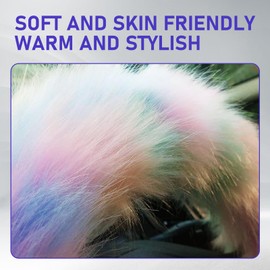 awlbed 1 PC Plush Car Steering Wheel Warmer Cover, Furry Fluffy Steering Wheel Protector, Fashionable and Cute Car Decoration, Universal for Most Car Steering Wheels (Multicolored)