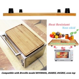 Ansoon Bamboo Wood Cutting Boards for Mini Smart Toaster Oven Compatible for Breville 860 BSS/845BSS/BOV800XL, 1.2inch Heat Resistant Silicone Feet Creates Storage Space - with Oven Rack Puller Stick