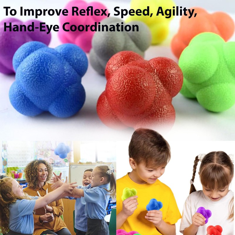 Lyfengdeam6 PCS Rubber Reaction Bounce Balls for Hand-Eye Coordination，Agility &
