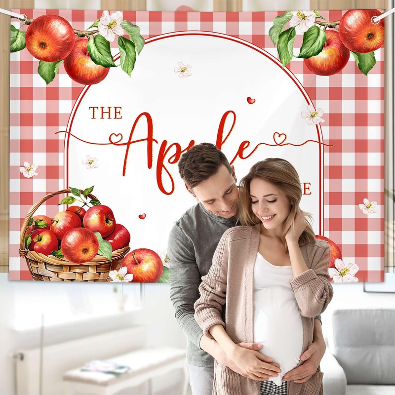MEHOFOND 7x5ft Fall Apple Baby Shower Photography Backdrop Apple of