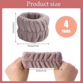 4 Pairs Microfibre Wrist Spa Wash Bands, Microfiber Wrist Washing Towel Band, Wrist Towels for Washing Face, Wristbands for Washing Face, Wristbands for Washing