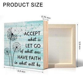 Vjti Accept What is Let Go of What was Have Faith in What Will be Wood Box Sign, Dandelion Desk Decor for Farmhouse Office, Inspirational Dandelion Gifts for Women Men Friends Sisters Coworkers Boss