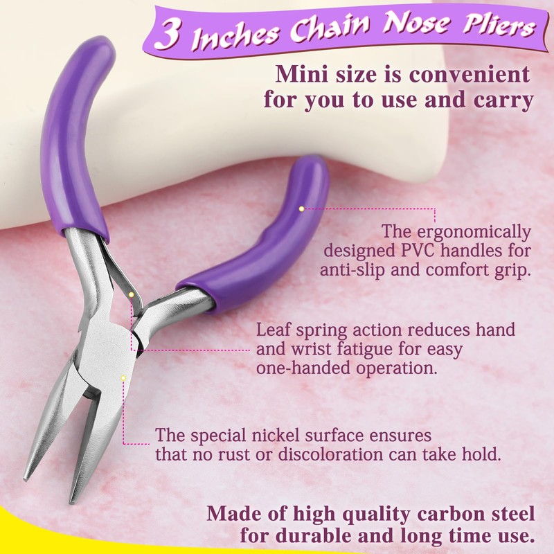 SPEEDWOX 3-Inch Chain Nose Pliers - Miniature Pocket Plier for