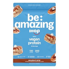 BE AMAZING Vegan Protein Powder, IHOP Pancakes & Syrup, 20g Plant Based Protein with Prebiotic Fiber, Low Carb, Dairy and Gluten Free Shake Mix, No Added Sugar, 29.3 oz, 25 Servings
