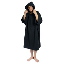 Imabari Towel Fabric Surf Poncho, Change of Clothes, Towel Poncho, Surfing, 100% Cotton, Oruta (M, Black)