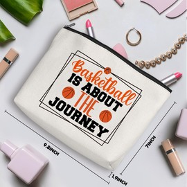 Basketball Gifts Basketball Stuff Cosmetic Bags for Women Makeup Bag, Christmas Birthday Friendship Gifts for Sport Lovers Coach Team Colleague Bestie Teacher Travel Toiletry Bag Skin Care Bag