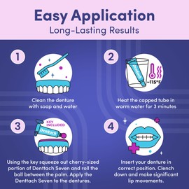 Denttach Denture Adhesive, Thermoplastic Denture Adhesive, Cushion and Reliner, Comfortable, Secure Denture Grip for Up to 7 Days, Non Glue, Zinc Free, Long Holding Denture Reliner (Pack of 3)