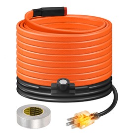 25FT Heat Tape for Water Pipes Freeze Protection IP65 Waterproof 7W/FT 110V BDDFOTO Water Pipe Heat Cable With Thermostat Self-Regulating Pipe Heater for House Garden/RV Camper