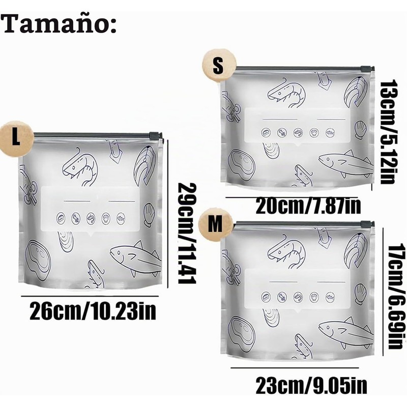 Bolsas Reutilizables de Aluminio con Cremallera,Base Ancha y Etiqueta –