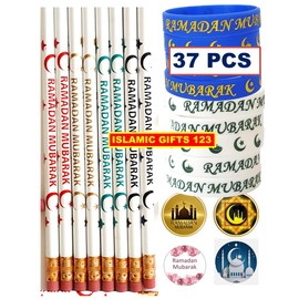 Islamic Gifts 123 Ramadan Favors 36 Pack+ 200 Ramadan Stickers Ramadan Pencils Wristband Ramadan Mubarak Decoration Eid Gift Eid Favors Islamic Favors Islamic Wall Decoration