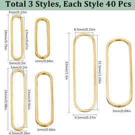 SUNNYCLUE 1 Box 120Pcs 3 Sizes Gold Open Bezel Oval Jewellery Connectors Bulk Metal Brass Round Blank Hollow Linking Ring Pendant Frame Hoop Bezels for Jewellery Making Earring Necklace DIY Craft