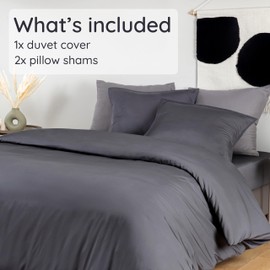 Bambaw Duvet Cover King Size Set – 3pcs 100% Viscose Derived from Bamboo Duvet Cover King Size, Cooling Duvet Cover King for Hot Sleepers, Super Soft Duvet Cover King Size, No Comforter (Charcoal)