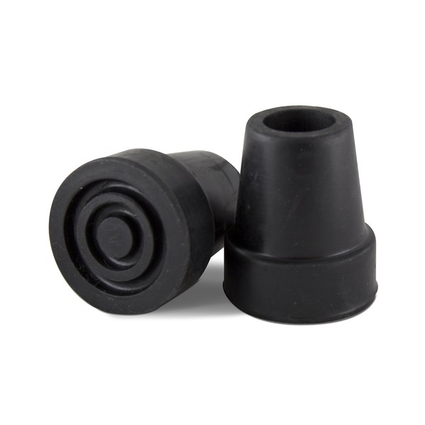 Essential Medical Supply Replacement Rubber Cane Tips with Metal Washer for Support, Black, 3/4"
