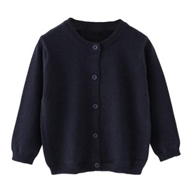 Cárdigan de punto para niña pequeña, cárdigan con botones para uniforme escolar, Azul marino, 3 Años