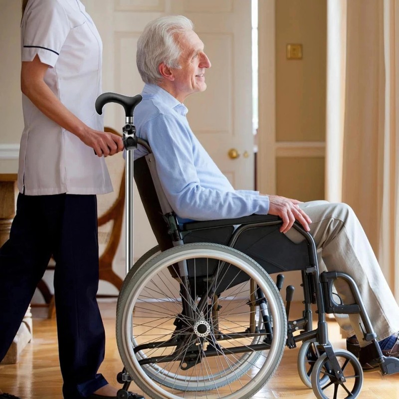 SADIKALO Cane Holder for Walker - 2Pcs Wheelchair Rollator Crutches