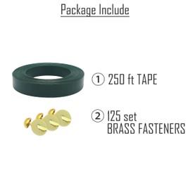 XKMT- Green Chain Link Fence Privacy Slats Tape w/Brass Fasteners, Green, 1.8 in x 250 ft