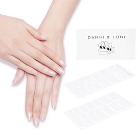 Danni & Toni Semi-Cured Gel Nail Strips, Transparent Clear Shiny Plain Gel Nail Stickers, Semi-Hardened Nail Foil, Nail Stickers, Nail Design Wraps (28 Stickers)