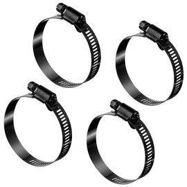 4 PCS Stainless Steel Hose Clamp, 2.5 Inch Black Hose Clamps Worm Gear Hoses Clamp Adjustable 40-63mm Size Range Fuel Line Clamps for Plumbing Automotive and Mechanical Application