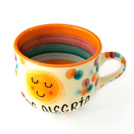 Tazota "Que cada día tu taza esté llena de alegría" de 600ml Cerámica Artesanal Hecho en México
