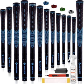 SAPLIZE Golf Grips Set of 13, Bundle with Tape ＆ Full Regripping Kit, Jumbo, Women / Men Anti-slip Rubber Golf Club Grips, CC01 Series, Blue