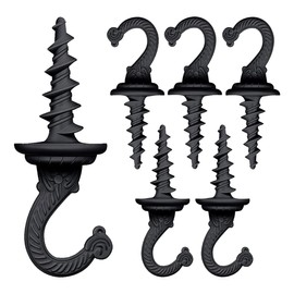 OBSTKUCHEN Swag Ceiling Hooks Wall Hook Heavy Duty Swag Hook Driller Hook Indoor Outdoor for Hanging Plants Chandelier etc. (6, Black)