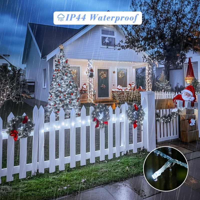 JMEXSUSS 720 LED White Christmas Lights, 8 Modes 230ft Waterproof
