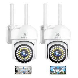 2 unidades Cámara de Seguridad Dheot GQ26 Exterior Wifi Hd 360° Visión Alarma color Blanco
