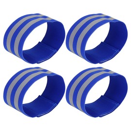 X AUTOHAUX 4pcs Reflective Bands for Arm Reflective Armbands High Visibility Night Cycling Riding Reflector Tape Straps Bracelet Blue