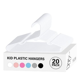 Simple Deluxe 20 Pack Kids Plastic Hangers, Non-Slip 11.5 Inch Baby Hangers for Infant Child Clothing, Toddler Closet, Pants Coats Skirts, White