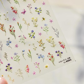 Flower Nail Stickers for Nail Art 5D Embossed Floral Nail Decals Spring Nail Art Stickers Colorful Flower Nails Design Self Adhesive Nails Supplies for Women Girls