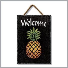 My Word! Pineapple Slate Impressions Wall Hanging Welcome Sign. Rustic Farmhouse Home Decor for your Living Room, Dining Room Kitchen, Bedroom – Large: 8”x11.25”