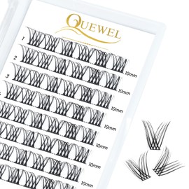 QUEWEL Individual Lashes DIY Cluster Lashes Individual Volume False Eyelashes Soft & Light Segmented Eyelashes For Makeup Home Use(Honey02-C-10mm)