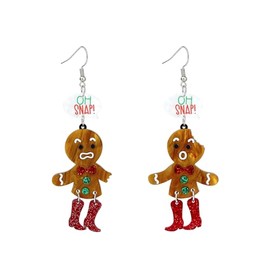 Christmas Earrings for Women Gingerbread Dinosaur Rainbow Earrings Holiday Acrylic Earrings Christmas Jewelry Gift-gingerbread3